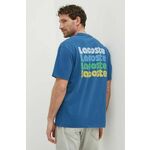 Bombažna kratka majica Lacoste moški - modra. Kratka majica iz kolekcije Lacoste, izdelana iz tanke, elastične pletenine. Model iz izjemno udobne bombažne tkanine, ki je zračna.