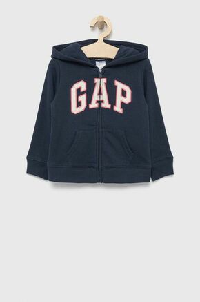 GAP otroški pulover - mornarsko modra. Otroški pulover s kapuco iz zbirke GAP. Model z zadrgo