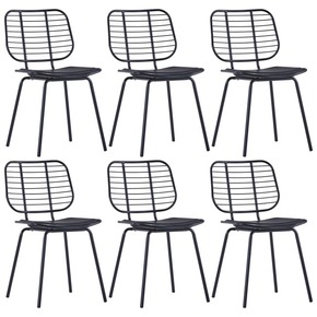 VidaXL Jedilni stoli s sedeži iz umetnega usnja 6 kosov črno jeklo