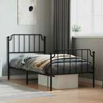 vidaXL Kovinski posteljni okvir z vzglavjem in vznožjem&nbsp;črn 90x200 cm