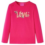 vidaXL Otroška majica z dolgimi rokavi napis love živo roza 92