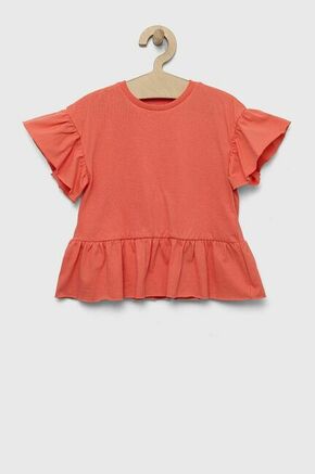 Otroška bombažna kratka majica zippy oranžna barva - oranžna. Otroške Ohlapna kratka majica iz kolekcije zippy. Model izdelan iz enobarvne pletenine.
