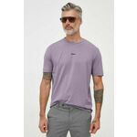 Kratka majica BOSS ORANGE moška, vijolična barva - vijolična. Kratka majica iz kolekcije BOSS, izdelana iz enobarvne pletenine. Model iz izjemno udobne tkanine z visoko vsebnostjo bombaža.