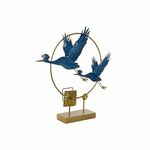 NEW Okrasna Figura DKD Home Decor Modra Zlat Ptice 51 x 9 x 51 cm