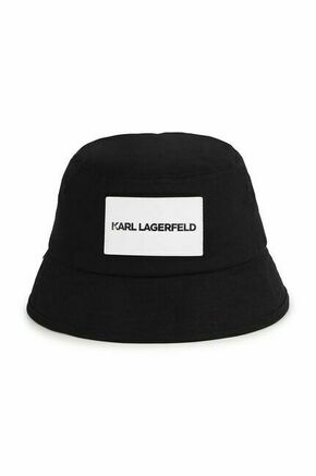 Otroški bombažni klobuk Karl Lagerfeld črna barva - črna. Otroške klobuk iz kolekcije Karl Lagerfeld. Model z ozkim robom