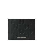 Usnjena denarnica Karl Lagerfeld moški, črna barva - črna. Mala denarnica iz kolekcije Karl Lagerfeld. Model izdelan iz naravnega usnja.