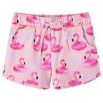 vidaXL Otroške kratke hlače z vrvico potisk flamingo obroč svetlo roza 92