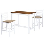 vidaXL Barska miza in stoli 3-delni komplet trden les rjava in bela