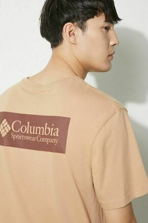 Bombažna kratka majica Columbia North Cascades bež barva - bež. Kratka majica iz kolekcije Columbia