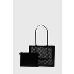 Torbica Elisabetta Franchi črna barva, BS39A42E2 - črna. Velika torbica iz kolekcije Elisabetta Franchi. Model brez zapenjanja, izdelan iz kombinacije tekstilnega materiala in ekološkega usnja.