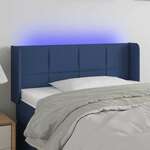 Greatstore LED posteljno vzglavje modro 83x16x78/88 cm blago