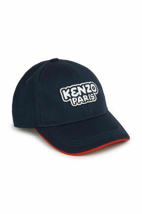 Otroška bombažna bejzbolska kapa Kenzo Kids - modra. Otroški kapa s šiltom vrste baseball iz kolekcije Kenzo Kids. Model izdelan iz tkanine z nalepko.