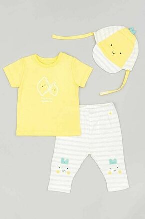 Otroški bombažni komplet zippy rumena barva - rumena. Komplet za dojenčka iz kolekcije zippy. Model izdelan iz pletenine.