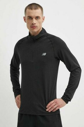 Majica z dolgimi rokavi za vadbo New Balance Athletics črna barva
