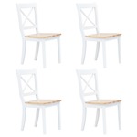 vidaXL Jedilni stoli 4 kosi beli in rjavi trdni kavčukovec