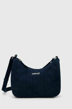 Jeans torba Levi's - modra. Majhna torbica iz kolekcije Levi's. Model na zapenjanje