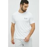 Kratka majica EA7 Emporio Armani moški, bela barva - bela. Kratka majica iz kolekcije EA7 Emporio Armani. Model izdelan iz tanke, elastične pletenine.