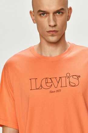 T-shirt Levi's oranžna barva - oranžna. T-shirt iz kolekcije Levi's. Model izdelan iz tanke