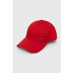 Bombažna bejzbolska kapa Tommy Hilfiger rdeča barva - rdeča. Kapa s šiltom vrste baseball iz kolekcije Tommy Hilfiger. Model izdelan iz enobarvne tkanine.