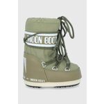 Moon Boot otroške snežke Classic Nylon - zelena. Zimski čevlji iz kolekcije Moon Boot. Podloženi model izdelan iz kombinacije ekološkega usnja in tekstilnega materiala.