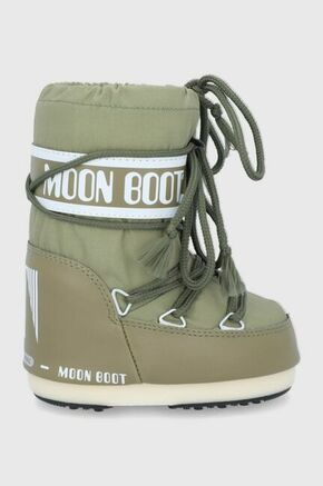 Moon Boot otroške snežke Classic Nylon - zelena. Zimski čevlji iz kolekcije Moon Boot. Podloženi model izdelan iz kombinacije ekološkega usnja in tekstilnega materiala.