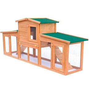 Velik zajčnik / hišica za male živali s strehami iz lesa