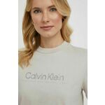 Bombažna kratka majica Calvin Klein ženski, siva barva - siva. Kratka majica iz kolekcije Calvin Klein, izdelana iz elastične pletenine. Model iz izjemno udobne bombažne tkanine.