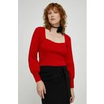 Pulover Answear Lab ženski, rdeča barva - rdeča. Pulover iz kolekcije Answear Lab. Model izdelan iz enobarvne pletenine. Model iz tkanine, ki je izjemno prijetna na otip.