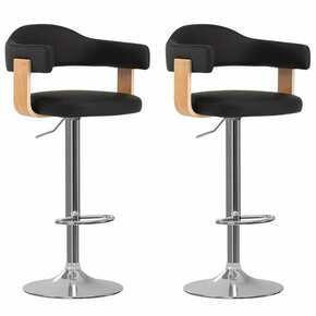 Shumee Barski stolčki 2 kosa črn ukrivljen les in umetno usnje