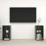 Greatstore TV omarice 2 kosa visok sijaj sive 72x35x36,5 cm iverna plošča