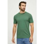 Bombažna kratka majica BOSS moški, zelena barva - zelena. Lahkotna kratka majica iz kolekcije BOSS, izdelana iz pletenine, prijetne na otip. Model iz izjemno udobne bombažne tkanine.