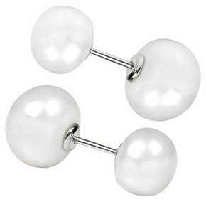 JwL Luxury Pearls Srebrni dvostranski uhani s pravimi belimi biseri JL0255 srebro 925/1000