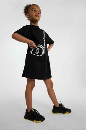 Otroška bombažna obleka Marc Jacobs črna barva - črna. Otroški obleka iz kolekcije Marc Jacobs. Raven model