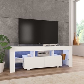 VidaXL TV omarica z LED svetilkami visok sijaj bela 130x35x45 cm