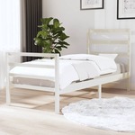 Greatstore Okvir za posteljo, bel, masivni borov les, 90x190 cm, enojni