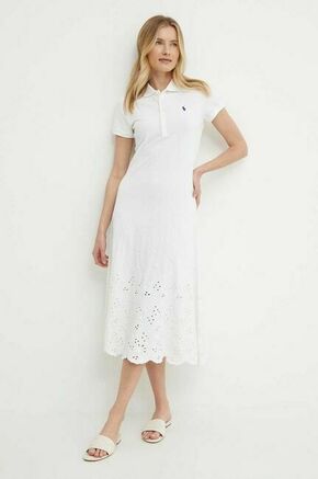 Obleka Polo Ralph Lauren bela barva