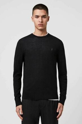 AllSaints pulover Mode Merino Crew - črna. Pulover iz kolekcije AllSaints. Model z okroglim izrezom
