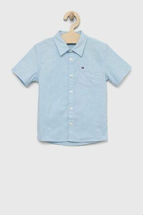 Otroška srajca Tommy Hilfiger - modra. Srajca iz kolekcije Tommy Hilfiger. Model izdelan iz tanke