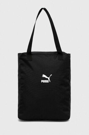 Torbica Puma črna barva - črna. Velika nakupovalna torbica iz kolekcije Puma. Model na zapenjanje