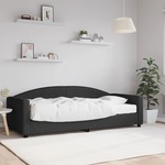 shumee Dnevna postelja z vzmetnico črna 90x200 cm blago