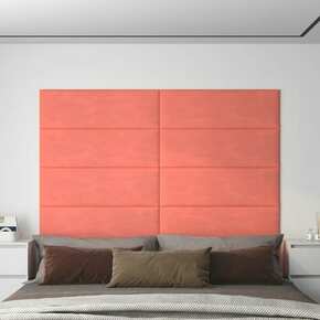 VidaXL Stenski paneli 12 kosov roza 90x30 cm žamet 3