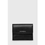 Emporio Armani denarnica - črna. Majhna denarnica iz kolekcije Emporio Armani. Model narejen iz ekološkega usnja.