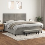 Box spring postelja z vzmetnico svetlo siva 200x200 cm žamet - vidaXL - Siva - 98,74 - 200 x 200 cm - vidaXL