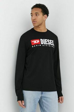 Bombažna majica z dolgimi rokavi Diesel črna barva - črna. Majica z dolgimi rokavi iz kolekcije Diesel. Model izdelan iz pletenine