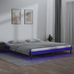 vidaXL LED posteljni okvir siv 120x200 cm trden les