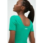 Kratka majica Guess ženski, zelena barva - zelena. Kratka majica iz kolekcije Guess. Model izdelan iz hitrosušečega materiala. Material, ki je izjemno prijeten na otip.