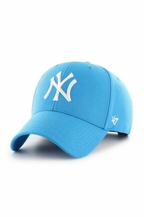47brand kapa na šilt MLB New York Yankees - modra. Kapa s šiltom vrste baseball iz kolekcije 47brand. Model izdelan iz materiala z nalepko.
