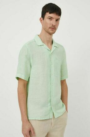 Lanena srajca Calvin Klein zelena barva - zelena. Srajca iz kolekcije Calvin Klein