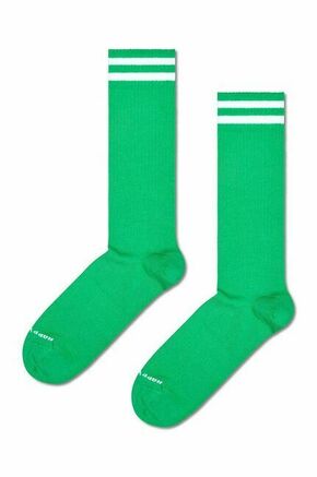 Nogavice Happy Socks Solid Sneaker Thin Crew zelena barva - zelena. Nogavice iz kolekcije Happy Socks. Model izdelan iz elastičnega