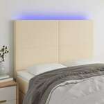 Greatstore LED posteljno vzglavje krem 144x5x118/128 cm blago